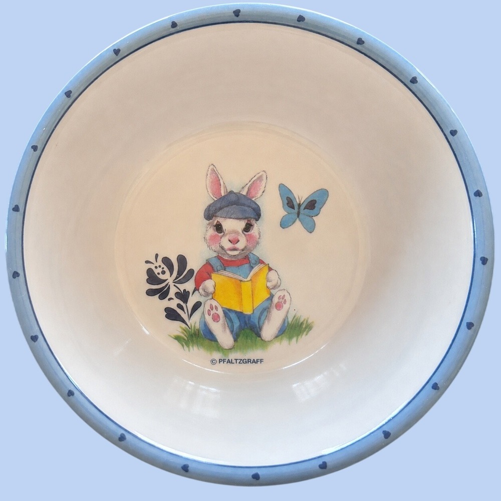 Vintage Pfaltzgraff Bunny Childrens Dinnerware Bowl Melamine Cottagecore